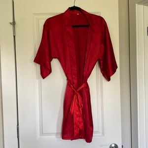 Burgundy Red Silky Robe